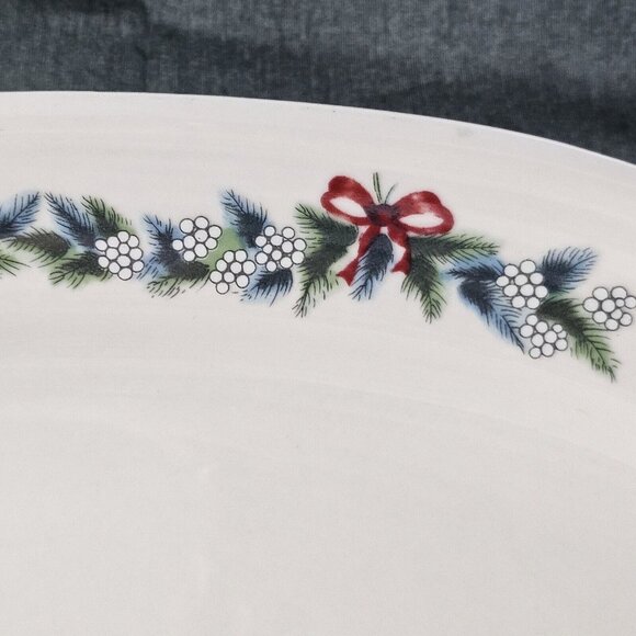 Pfaltzgraff Red Ribbon Oval Serving Platter 14" USA holiday Christmas dish serve - Picture 4 of 8